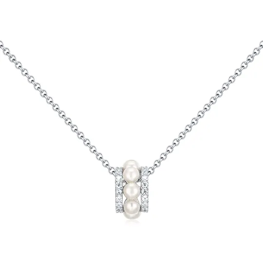 Apm Monaco ETERNELLE 925 Sterling Silver Synthetic Cubic Zirconia Necklaces Women's Silver