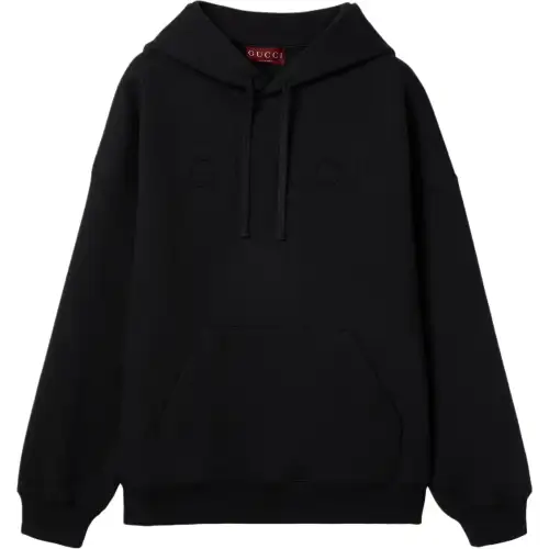 GUCCI Sweatshirts Men's Black Hooded Non Detachable Moderate