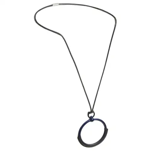 HERMES Leather, Aluminum Metal Necklaces Women's Blue