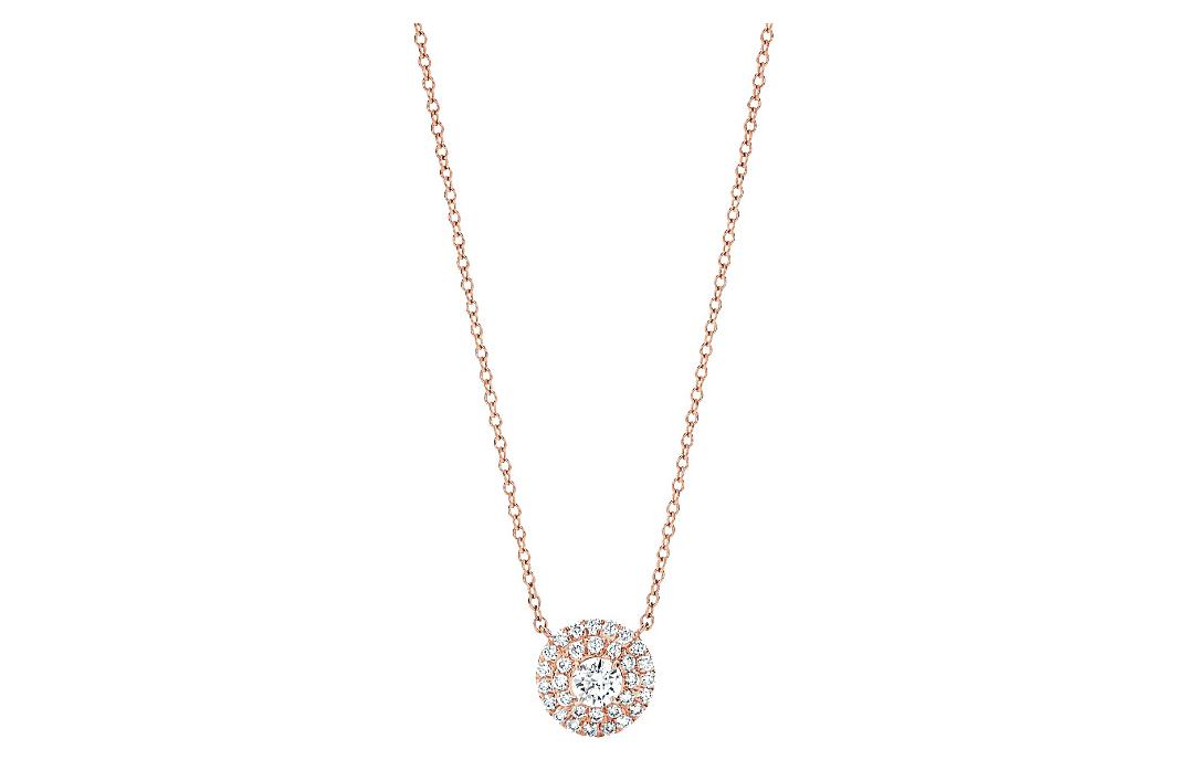 TIFFANY & CO. Tiffany Tiffany Soleste Series Round Inlaid Pendant 18K Rose Gold Diamond Necklace Women's