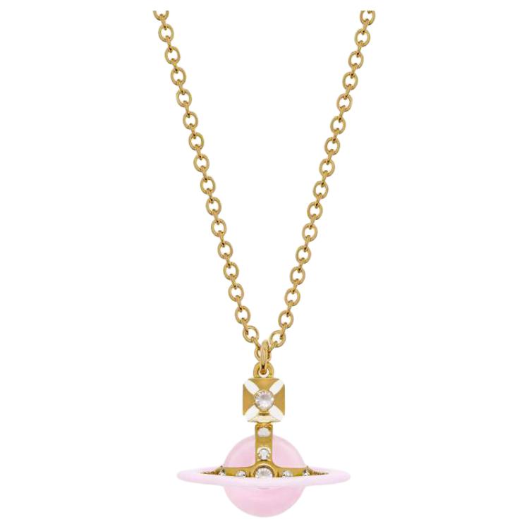 Vivienne Westwood Tiny Original Orb Logo Enamel Brass Necklace Women Gold
