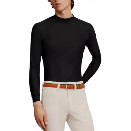 HERMES Knitwear Men's Black Stand Collar Moderate Other