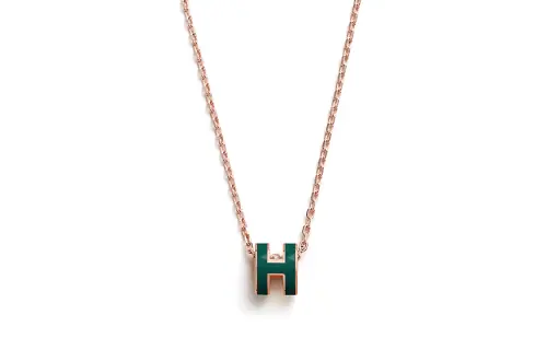 HERMES POP H Rose Gold Plated Metal Necklaces Women's Rose Gold