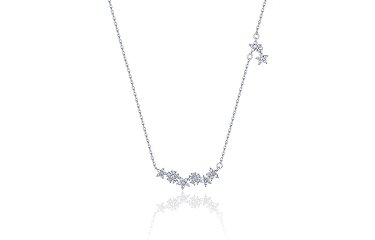 Glam Ever Synthetic Cubic Zirconia Necklaces Women's Silver