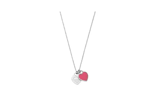 TIFFANY & CO. Tiffany Return to Tiffany series enamel heart-shaped 925 silver necklace women's pink rose pink