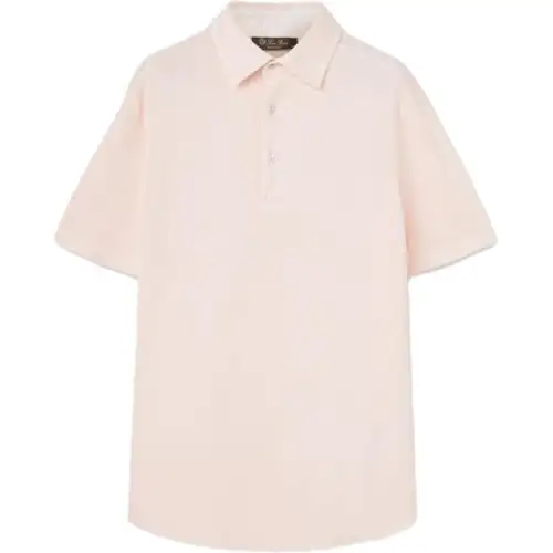 Loro Piana Polo Shirts Men's Pink Polo Collar Moderate Straight Fit
