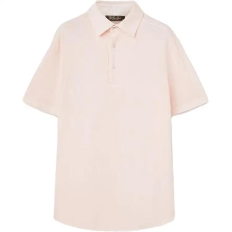Loro Piana Polo Shirts Men's Pink Polo Collar Moderate Straight Fit