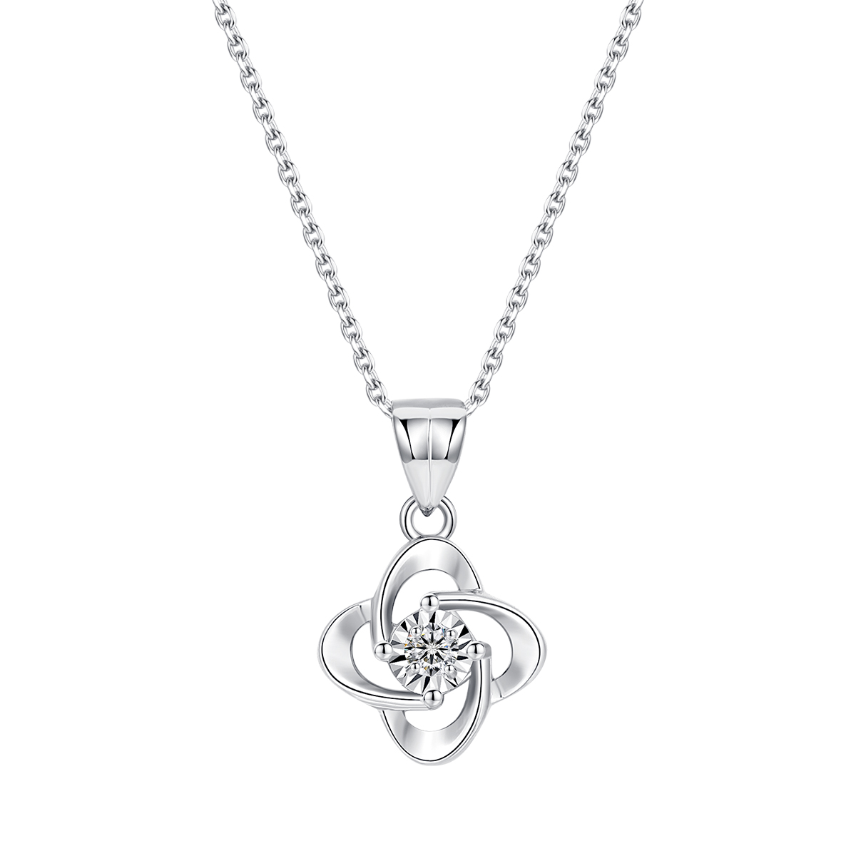Diamond small design lucky clover, universal platinum white necklace, official flagship store, simple and elegant design, high-quality style