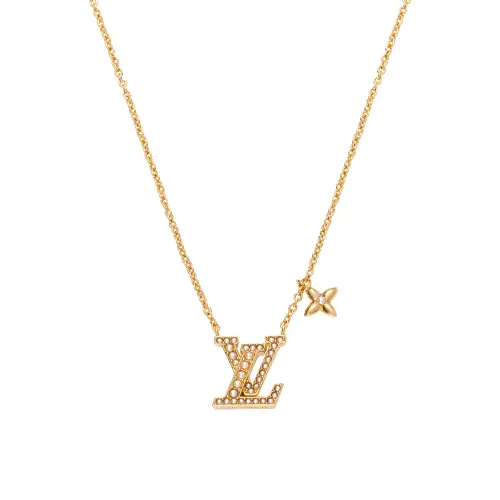 LOUIS VUITTON Enamel Resin Metal Necklaces Women's Gold