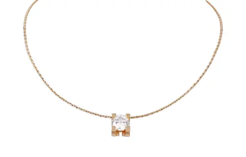 Cartier, pendant, diamond golden necklace for men and women, 18 carat white gold, for beloved, pink gold