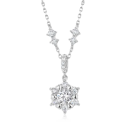KADER 925 Sterling Silver Zircon Synthetic Cubic Zirconia Necklaces Women's Silver white Gift Box