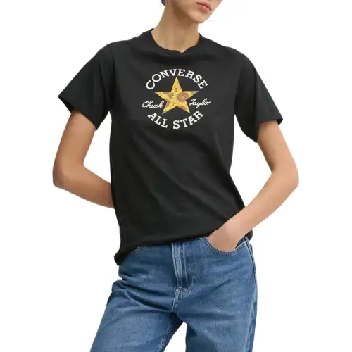 Converse T Shirts Women's Black Crew Neck
