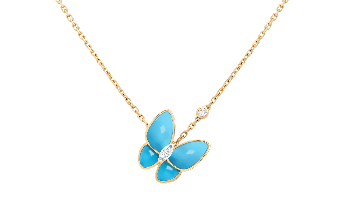 Van Cleef & Arpels Butterfly, diamond golden pendant, necklace, 750 sample gold
