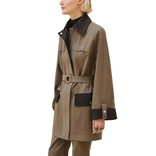 HERMES Coats Women's Brown Lapel Moderate