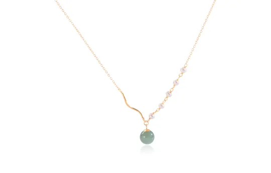 HOLLY RYAN Shell Pearl Alloy Glazed Jade New Chinese Style Classical Style Necklace Women's