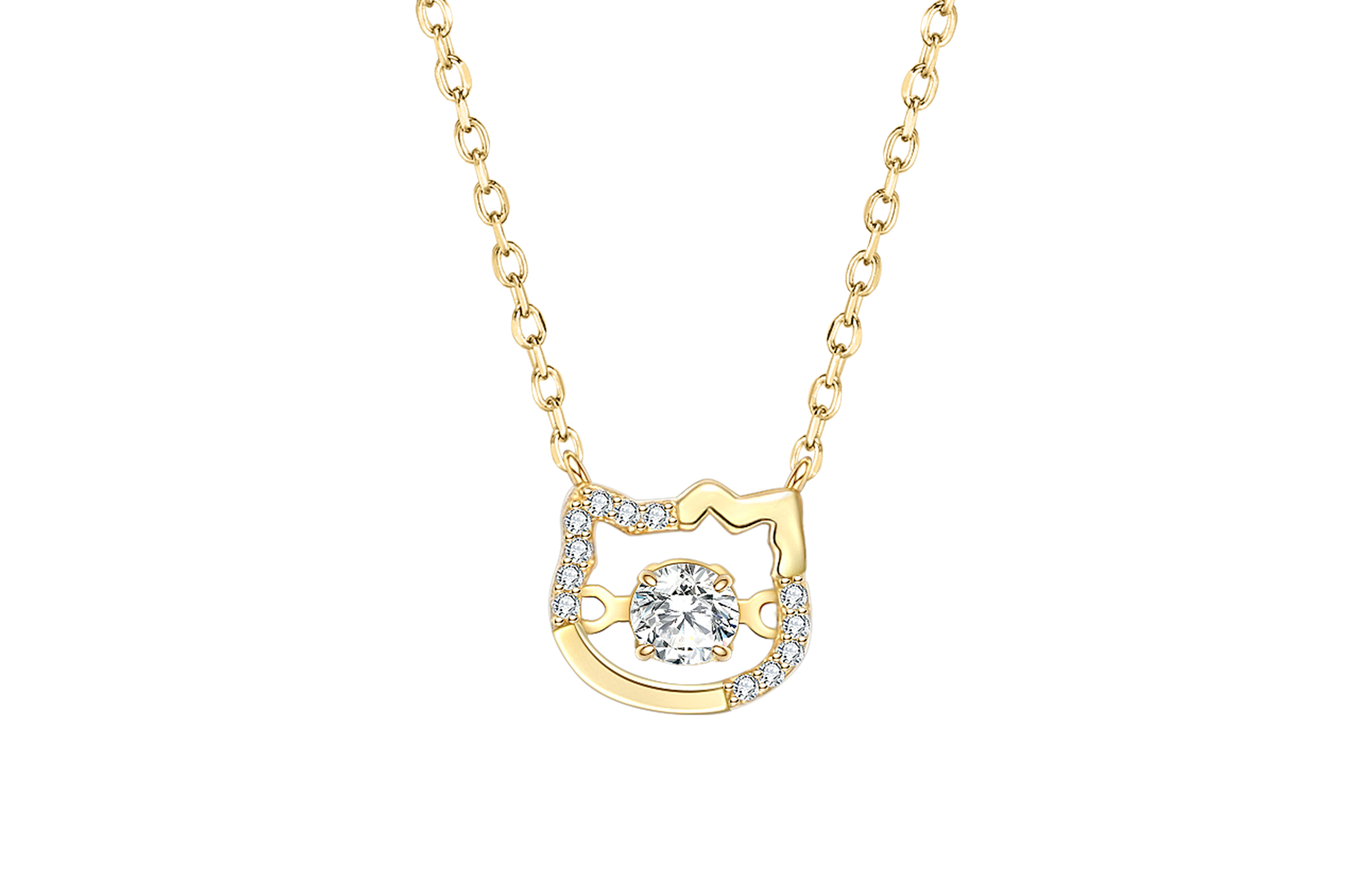 Hello Kitty Hello kitty, chain for key bag with zircon, sophisticated design cute gift box with bow, doll, postcard, necklace, 925 sample silver, light luxury style, silver 925 sample
