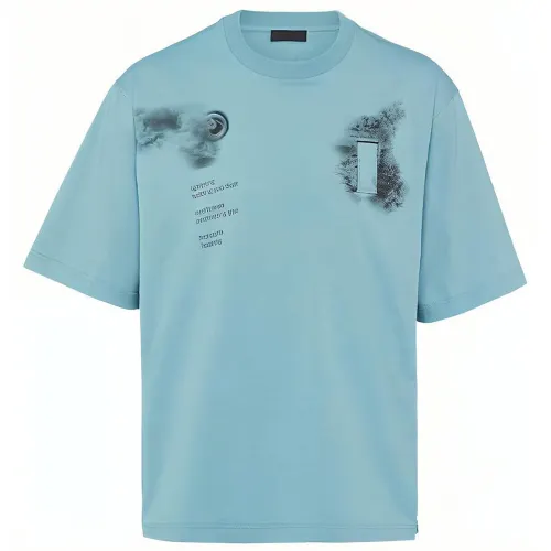 PRADA T Shirts Men's Blue Crew Neck Straight Fit