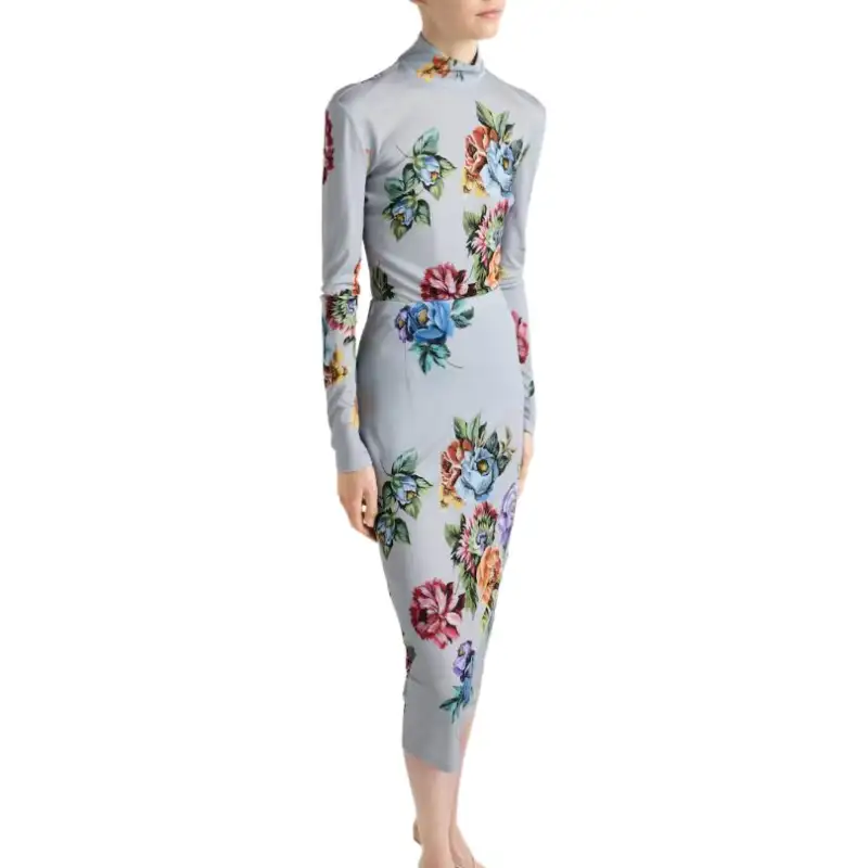 PRADA Long Sleeved Dress Women's Steel Gray