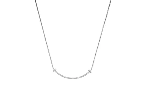 TIFFANY & CO. T Series Diamond Necklaces Women's Silver