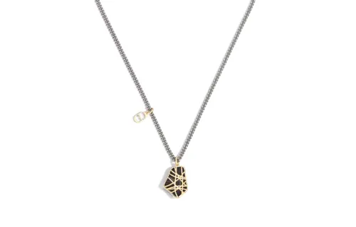 DIOR Brass, Marble Necklaces Men's Silver