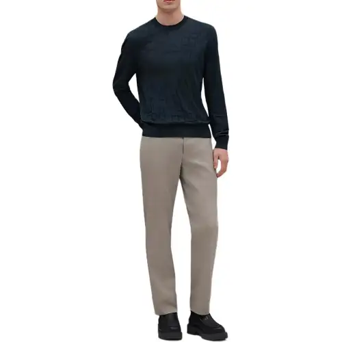 HERMES Sweaters Men's Slate Gray Crew Neck Moderate Other