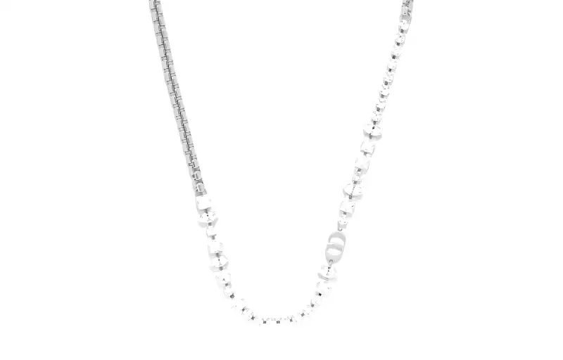 DIOR Icon Brass, Faux Crystal Necklaces Men's Silver