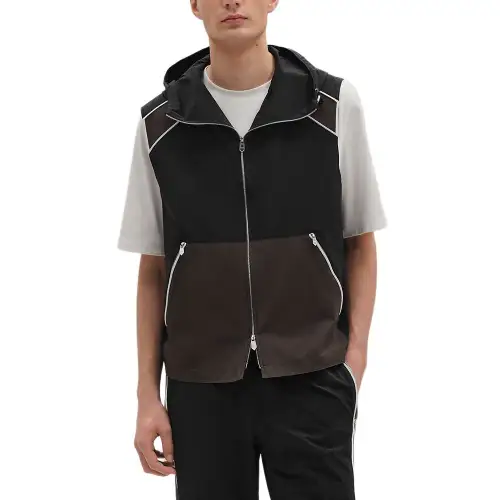 HERMES Vests Men's Black Hooded Non Detachable Moderate Other