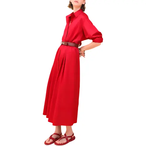 HERMES Long Sleeved Dress Women's Ruby
