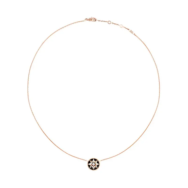 DIOR Rose 18K Gold With Agate And Diamond Necklaces Women's