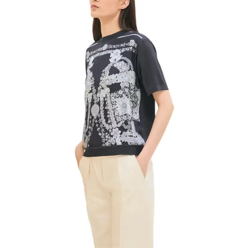 HERMES T Shirts Women's Black Crew Neck Moderate