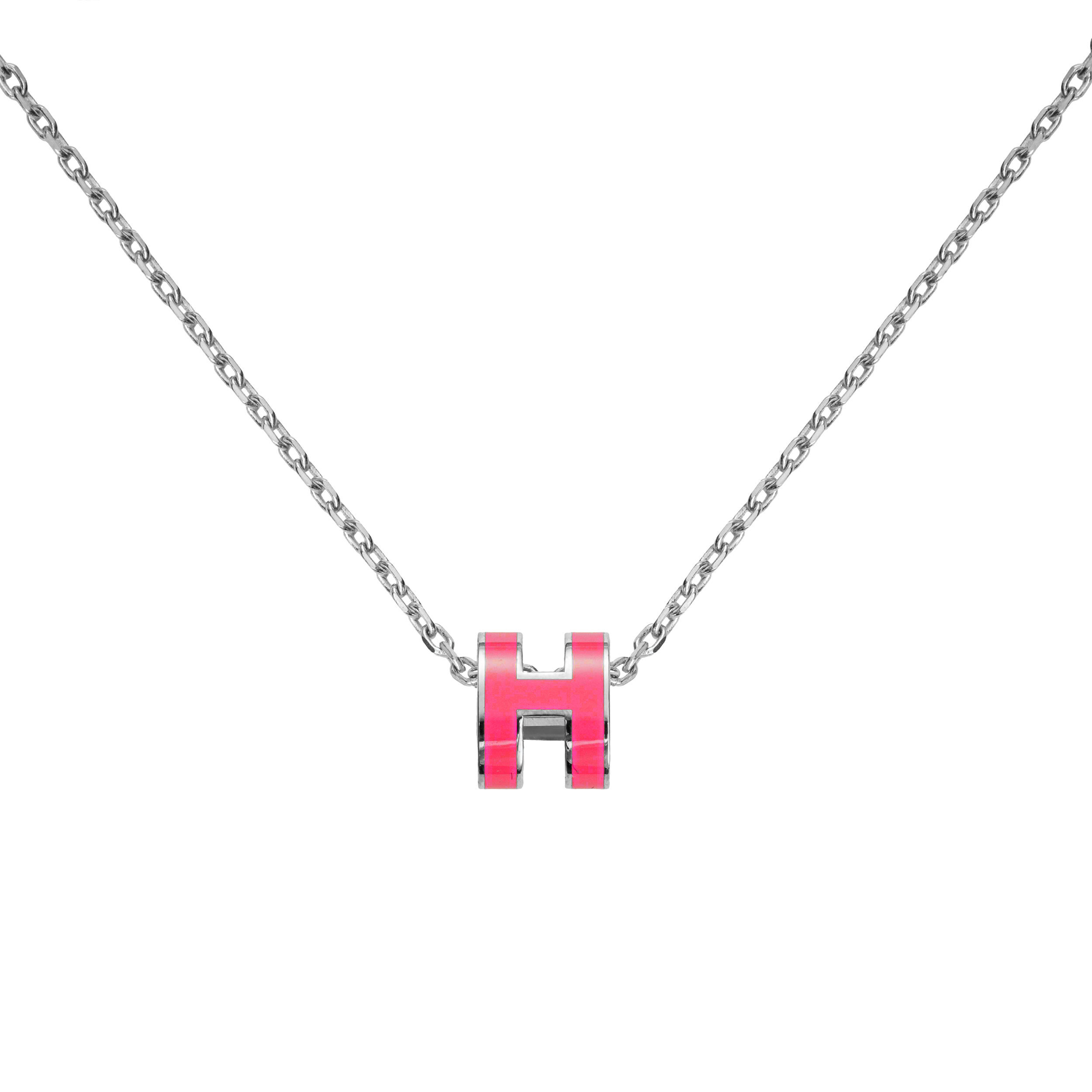 Женская подвеска Hermes Mini Pop H Necklace (серебристая) — фото 2