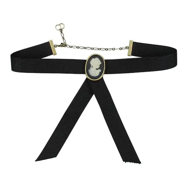 DIOR Ribbon Necklaces Women's Black