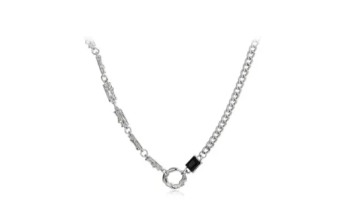 Inkopper Synthetic Cubic Zirconia Alloy Titanium Steel Necklaces Men's