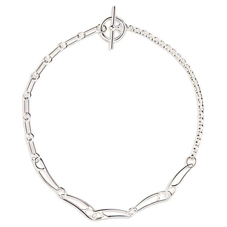 HERMES Chaine D'Ancre 925 Sterling Silver Necklaces Women's Silver