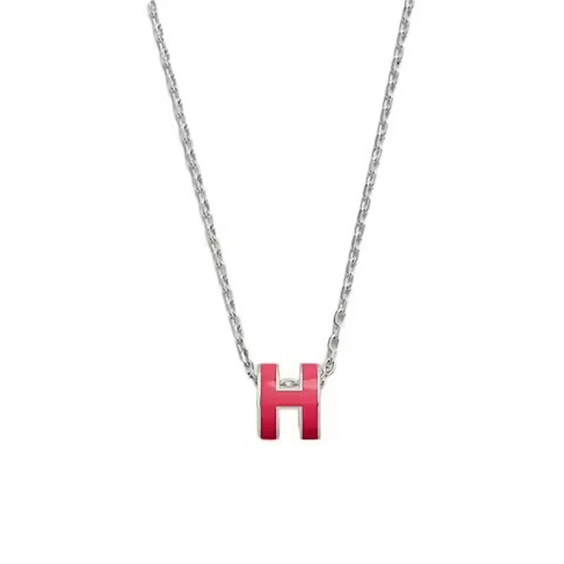 Женская подвеска Hermes Mini Pop H Necklace (серебристая)