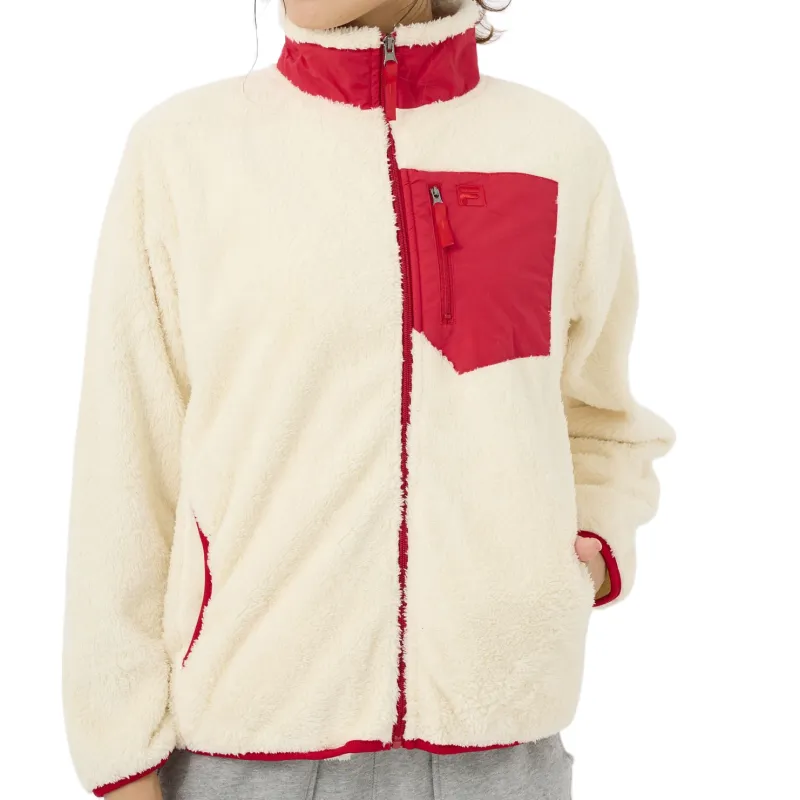 FILA Velvet Jackets Women's White Stand Collar Moderate