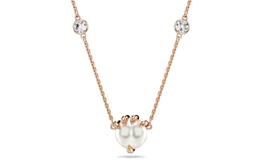 Swarovski DRAGON & PHOENIX Faux Crystal, Rose Gold Tone Plated, Faux Pearl Necklaces Women's Rose Gold