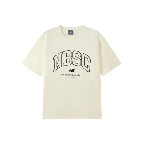 New Balance T Shirts Men's Ivory White Crew Neck Moderate
