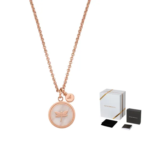 EMPORIO ARMANI White Moonlight Collection Pearl Mother Of Pearl Necklaces Women's Rose Gold