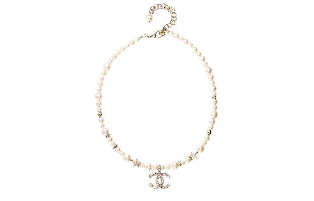 CHANEL Rhinestone Metal, Pearl Necklaces Women's Gold