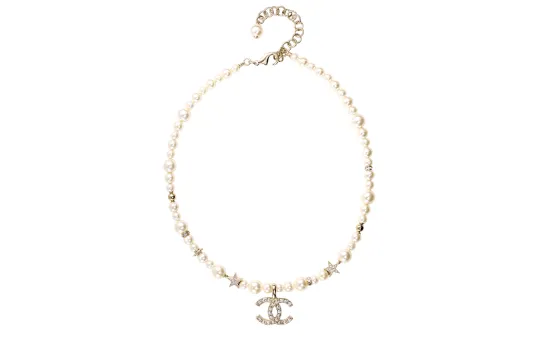 CHANEL Rhinestone Metal, Pearl Necklaces Women's Gold