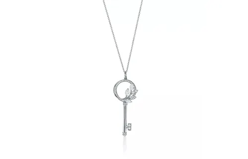 TIFFANY & CO. Tiffany Tiffany Keys Collection Tiffany Victoria™ Vine Ring Key Platinum Necklace Women's Silver
