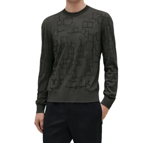 HERMES Sweaters Men's Dark Green Crew Neck Moderate Other