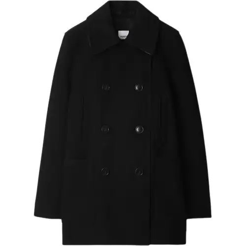 Burberry Coats Women's Black Lapel Moderate Straight Fit
