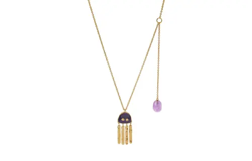 LOEWE Brass, Gold Plated, Amethyst, Enamel Necklaces Women's Gold