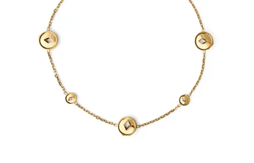 Hollow-medallion gold-plated necklace