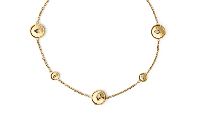 Hollow-medallion gold-plated necklace