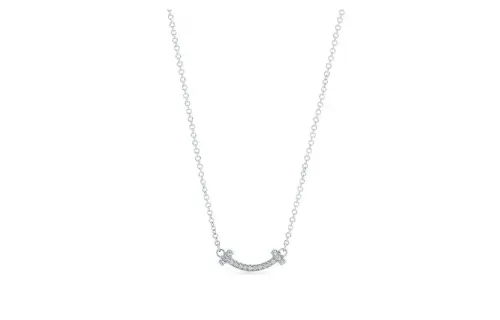 TIFFANY & CO. Pre Owned 18 White Gold Diamond Smile Necklace