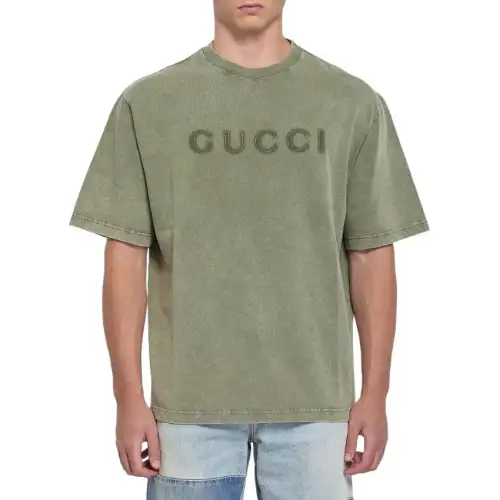 GUCCI Logo Printed Jersey T Shirt