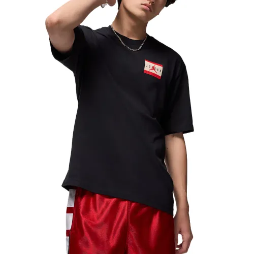 Jordan T Shirts Men's Black Crew Neck Moderate Straight Fit